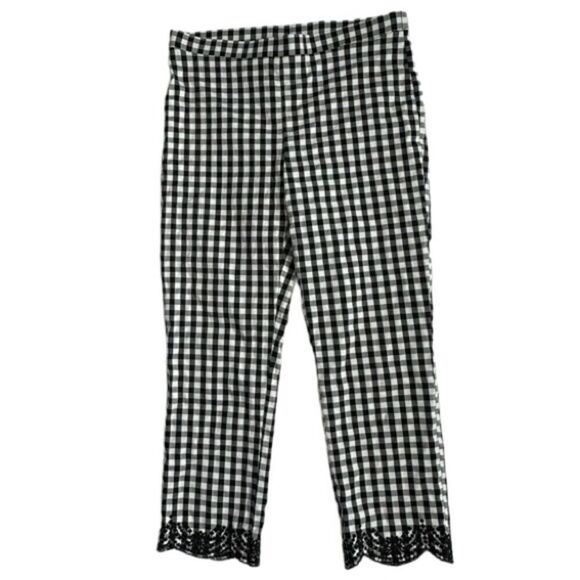 Bylyse Spenard Checkered Cropped Pants Black White High Waist SZ 8 - Picture 1 of 16
